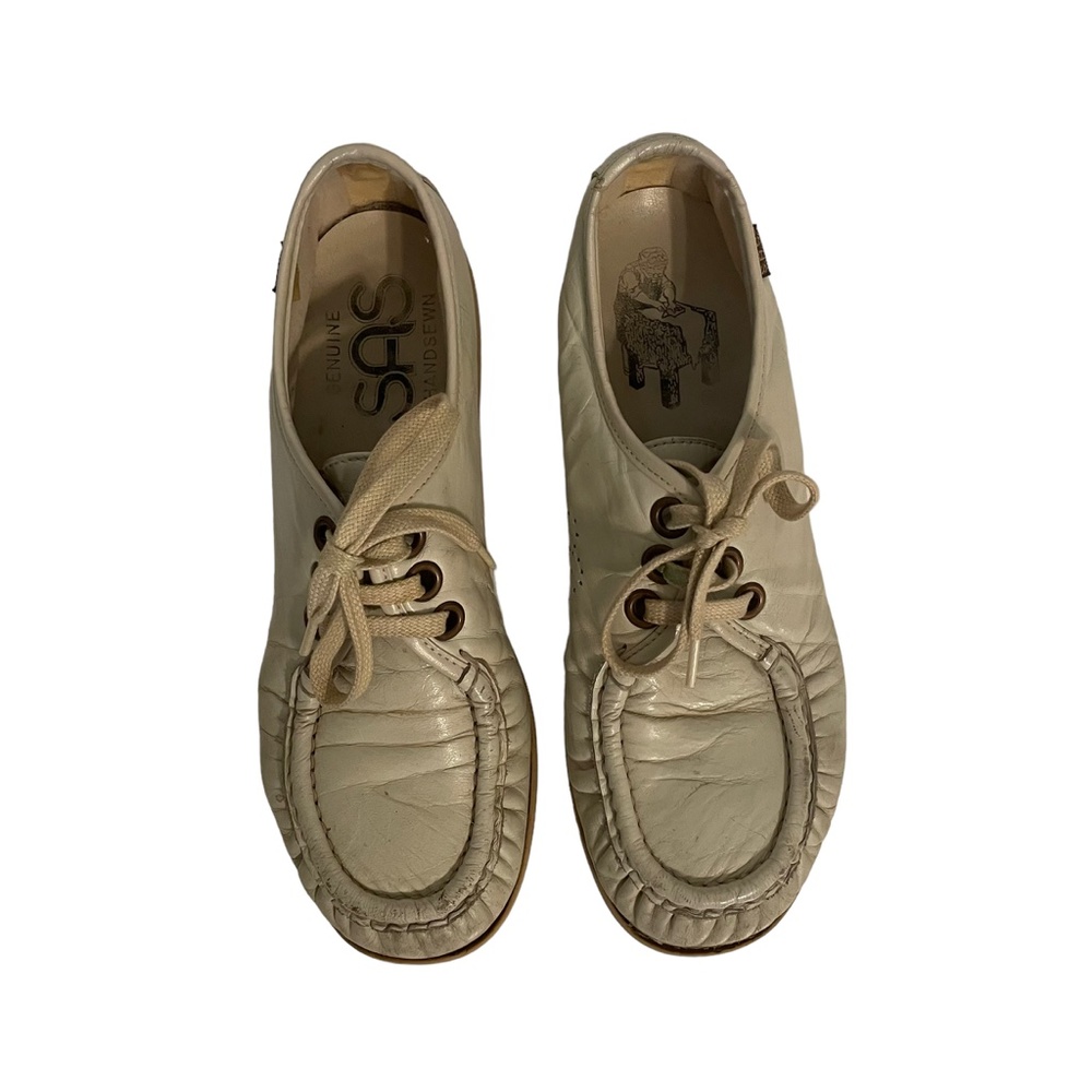 SAS Siesta Vintage Leather‎ Chunky Heel Lace Up Loafer Sneaker Size 7/7.5 - Picture 2 of 7